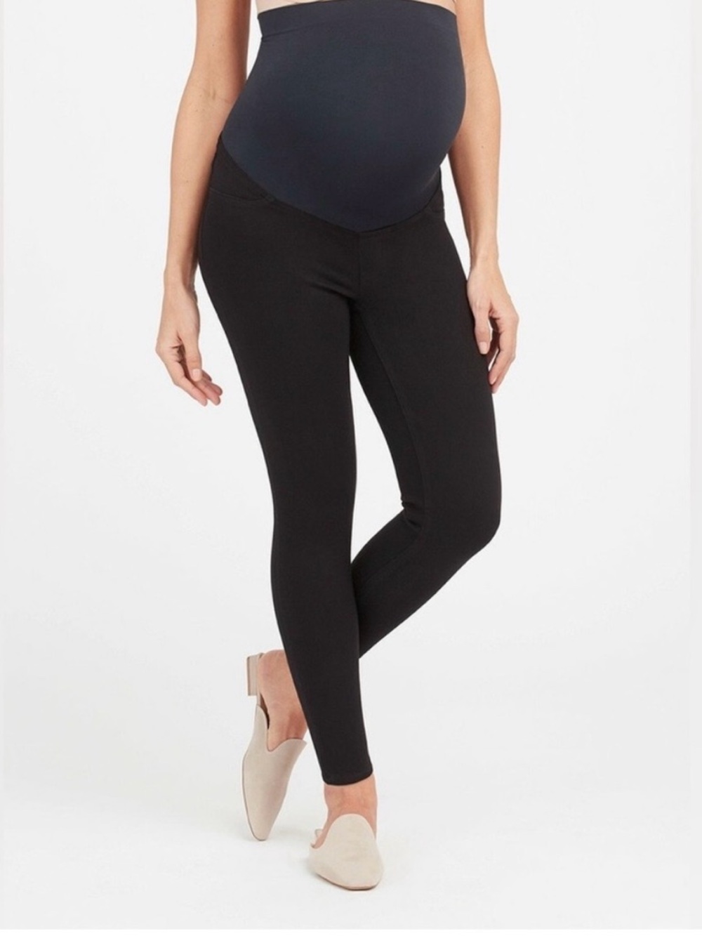 Spanx Maternity Mama Ankle Jean-ish Pull on Pants, Size Small, Black Over bump